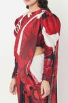 Buy_Alpona Designs By Soham Acharya_Red Natural Crepe Hibiscus Print Saree _Online_at_Aza_Fashions