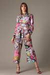 Buy_ALPONA DESIGNS BY SOHAM ACHARYA_Multi Color Pure Cotton Printed Humming Bird Shirt Collar Jumpsuit _at_Aza_Fashions