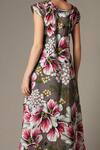 Buy_Alpona Designs By Soham Acharya_Grey Cotton Floral Round Print High Low Dress _Online_at_Aza_Fashions