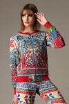 Buy_Alpona Designs By Soham Acharya_Multi Color Modal Satin Folk Round Print Quilted Jacket _at_Aza_Fashions