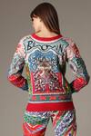 Shop_Alpona Designs By Soham Acharya_Multi Color Modal Satin Folk Round Print Quilted Jacket _at_Aza_Fashions
