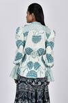Shop_Alpona Designs By Soham Acharya_White Rayon Cotton Ocean Mandarin Collar Print Top _at_Aza_Fashions