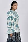 Alpona Designs By Soham Acharya_White Rayon Cotton Ocean Mandarin Collar Print Top _Online_at_Aza_Fashions