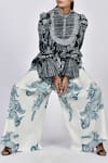 Shop_Alpona Designs By Soham Acharya_White Rayon Cotton Ocean Print Culottes _at_Aza_Fashions