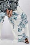 Alpona Designs By Soham Acharya_White Rayon Cotton Ocean Print Culottes _Online_at_Aza_Fashions