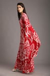 Buy_Alpona Designs By Soham Acharya_Red Natural Crepe Ocean Round Print Kaftan Dress _Online_at_Aza_Fashions