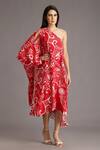 Buy_Alpona Designs_Red Natural Crepe Ocean Print One Shoulder Dress_at_Aza_Fashions