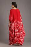 Shop_Alpona Designs By Soham Acharya_Red Natural Crepe Ocean V Neck Print Kaftan Dress _at_Aza_Fashions