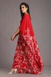 Alpona Designs By Soham Acharya_Red Natural Crepe Ocean V Neck Print Kaftan Dress _Online_at_Aza_Fashions