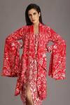 Buy_Alpona Designs By Soham Acharya_Red Rayon Cotton Ocean Shawl Collar Print Jacket _at_Aza_Fashions