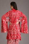 Shop_Alpona Designs By Soham Acharya_Red Rayon Cotton Ocean Shawl Collar Print Jacket _at_Aza_Fashions