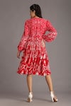 Shop Alpona Designs By Soham Acharya Red Rayon Cotton Ocean Peter Pan Print Puff Sleeve Dress at Aza Fashions Shop_Alpona Designs By Soham Acharya_Red Rayon Cotton Ocean Peter Pan Print Puff Sleeve Dress _at_Aza_Fashions