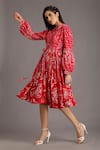 Buy Alpona Designs By Soham Acharya Red Rayon Cotton Ocean Peter Pan Print Puff Sleeve Dress Online at Aza Fashions Buy_Alpona Designs By Soham Acharya_Red Rayon Cotton Ocean Peter Pan Print Puff Sleeve Dress _Online_at_Aza_Fashions