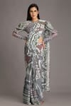 Buy_ALPONA DESIGNS BY SOHAM ACHARYA_Grey Natural Crepe Printed Ocean Holographic Saree _at_Aza_Fashions