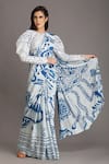 Buy_Alpona Designs By Soham Acharya_White Natural Crepe Ocean Print Saree _at_Aza_Fashions