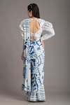 Shop_Alpona Designs By Soham Acharya_White Natural Crepe Ocean Print Saree _at_Aza_Fashions