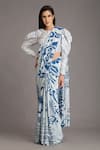 Alpona Designs By Soham Acharya_White Natural Crepe Ocean Print Saree _Online_at_Aza_Fashions