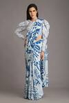 Buy_Alpona Designs By Soham Acharya_White Viscose Dupion Printed Polka Round Puff Sleeve Blouse _at_Aza_Fashions