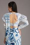 Shop_Alpona Designs By Soham Acharya_White Viscose Dupion Printed Polka Round Puff Sleeve Blouse _at_Aza_Fashions