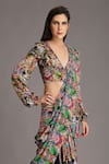 Buy_ALPONA DESIGNS BY SOHAM ACHARYA_Multi Color Bamberg Satin Printed Beetle V Neck Crop Top _Online_at_Aza_Fashions