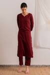 Shop_Sunoh Studio_Red Viscose Sadka Solid Kurta And Pant Set_at_Aza_Fashions