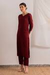 Buy_Sunoh Studio_Red Viscose Sadka Solid Kurta And Pant Set_Online_at_Aza_Fashions