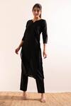 Shop Sunoh Studio Black Karaar Cotton Kurta And Pant Set at Aza Fashions Shop_Sunoh Studio_Black Karaar Cotton Kurta And Pant Set_at_Aza_Fashions