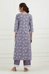 Shop_Tashee_Purple Cotton Printed Floral V Neck Kurta Set  _at_Aza_Fashions