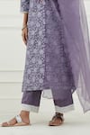 Tashee_Purple Cotton Printed Floral V Neck Kurta Set  _at_Aza_Fashions