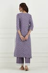 Shop_Tashee_Purple Cotton Printed Floral V Neck Kurta Set  _at_Aza_Fashions