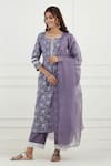 Buy_Tashee_Purple Cotton Printed Floral Notched Kurta Set  _at_Aza_Fashions