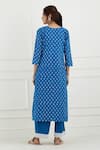 Shop_Tashee_Blue Cotton Printed Floral V Neck Kurta Set  _at_Aza_Fashions