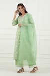 Buy_Tashee_Green Cotton Printed Floral V Neck Kurta Set  _at_Aza_Fashions