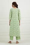 Shop_Tashee_Green Cotton Printed Floral V Neck Kurta Set  _at_Aza_Fashions