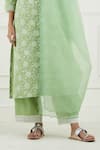 Tashee_Green Cotton Printed Floral V Neck Kurta Set  _at_Aza_Fashions