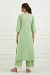 Shop_Tashee_Green Cotton Printed Floral V Neck Kurta Set  _at_Aza_Fashions