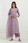 Buy_Tashee_Purple Cotton Printed Floral V Neck Kurta Set  _at_Aza_Fashions