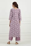 Shop_Tashee_Purple Cotton Printed Floral V Neck Kurta Set  _at_Aza_Fashions