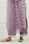 Tashee_Purple Cotton Printed Floral V Neck Kurta Set  _at_Aza_Fashions