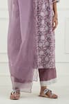 Tashee_Purple Cotton Printed Floral Notched Kurta Set  _at_Aza_Fashions