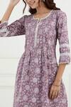 Shop_Tashee_Purple Cotton Floral Print Kurta And Pant Set_Online_at_Aza_Fashions