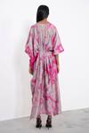 Shop_Corpora Studio_Pink Silk V Neck Bougainvillea Cloud Kaftan  _at_Aza_Fashions