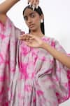 Buy_Corpora Studio_Pink Silk V Neck Bougainvillea Cloud Kaftan  _Online_at_Aza_Fashions