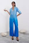 Buy_Corpora Studio_Blue Silk V Neck Ombre Jumpsuit  _at_Aza_Fashions