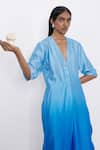 Corpora Studio_Blue Silk V Neck Ombre Jumpsuit  _Online_at_Aza_Fashions