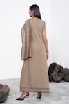 Shop_Corpora Studio_Beige Linen High Scarf Collared Dress  _at_Aza_Fashions