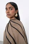 Buy_Corpora Studio_Beige Linen High Scarf Collared Dress  _Online_at_Aza_Fashions