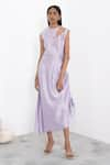 Buy_Corpora Studio_Purple Silk Round Ruched Dress  _at_Aza_Fashions