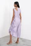 Shop_Corpora Studio_Purple Silk Round Ruched Dress  _at_Aza_Fashions