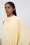 Buy_Corpora Studio_Yellow Silk High Draped Dress  _Online_at_Aza_Fashions